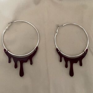 Blood drip hoop earrings